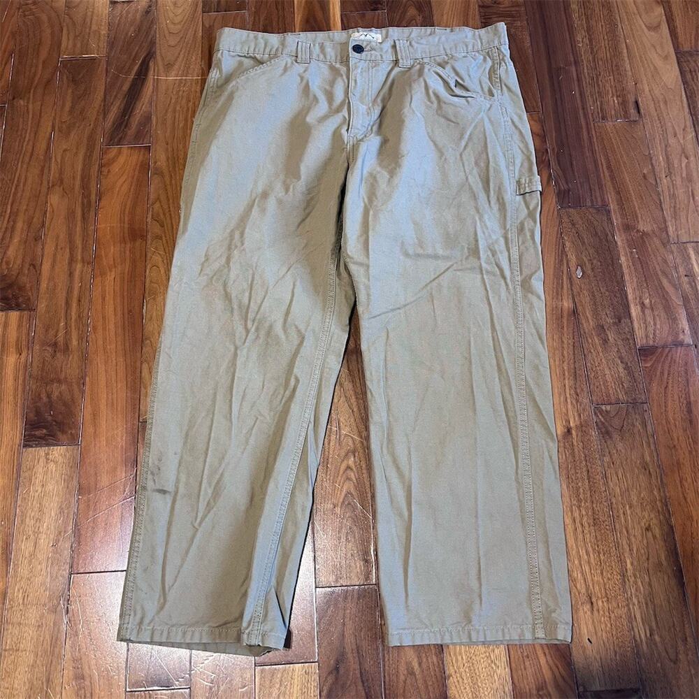 Blue Mountain Men's Cargo Utility Pants Beige Straight Leg Flat Front